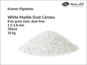 Mączka marmurowa bezpyłowa biała White Marble Dust Carrara Kremer-Pigmente, uziarnienie 1.2-1.8 mm, opak. 10 kg
