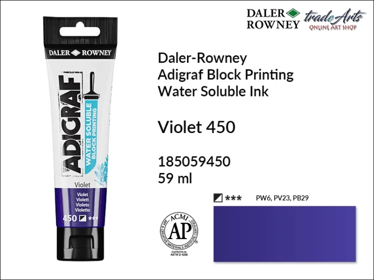 Adigraf Water Soluble Block Printing - Violet 450, Adigraf farba wodna do linorytu Violet 450, farba wodna Violet 450 do linorytu Adigraf, linoryt, farba do linorytu, tusz do linorytu, tusz Adigraf Violet 450 do linorytu,
