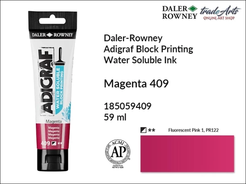 Adigraf Water Soluble Block Printing - Magenta 409, Adigraf farba wodna do linorytu Magenta 409, farba wodna Magenta 409 do linorytu Adigraf, linoryt, farba do linorytu, tusz do linorytu, tusz Adigraf Magenta 409 do linorytu,