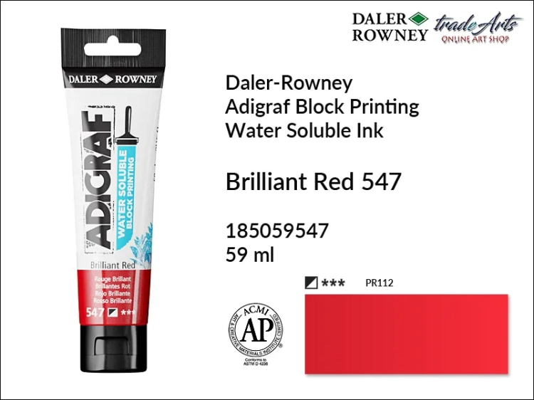 Adigraf Water Soluble Block Printing - Brilliant Red 547, Adigraf farba wodna do linorytu Brilliant Red 547, farba wodna Brilliant Red 547 do linorytu Adigraf, linoryt, farba do linorytu, tusz do linorytu, tusz Adigraf Brilliant Red 547 do linorytu,