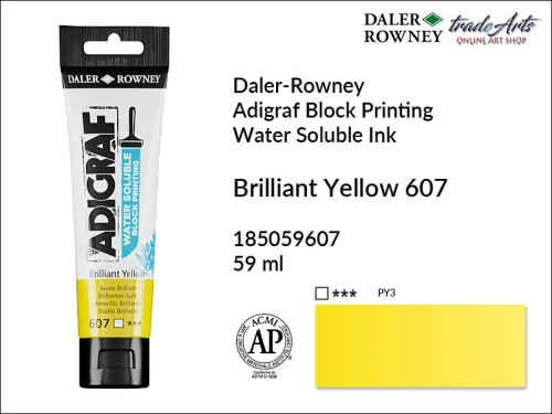 Adigraf Water Soluble Block Printing - Brilliant Yellow 607, Adigraf farba wodna do linorytu Brilliant Yellow 607, farba wodna Brilliant Yellow 607 do linorytu Adigraf, linoryt, tusz do linorytu, tusz Adigraf Brilliant Yellow 607 do linorytu,
