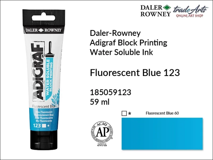Adigraf Water Soluble Block Printing - Fluorescent Blue 123, Adigraf farba wodna do linorytu Fluorescent Blue 123, farba wodna Fluo Blue 123 do linorytu Adigraf, linoryt, farba do linorytu, tusz do linorytu, tusz Adigraf Fluo Blue 123 do linorytu,