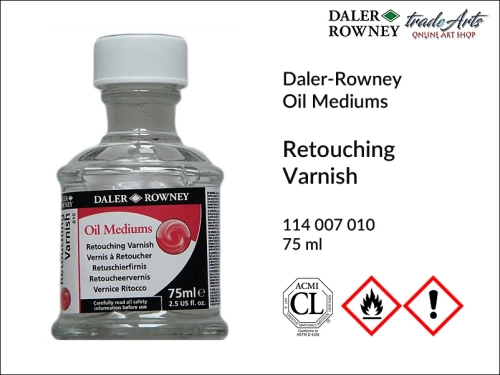 Retouching Varnish Daler-Rowney 75 ml, werniks retuszerski do farb olejnych Daler-Rowney, Daler-Rowney werniks retuszerski do farb olejnych, werniks retuszerski, werniksy do farb olejnych, farby olejne, werniksy, Daler-Rowney,