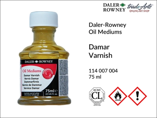Damar Varnish Daler-Rowney 75 ml, werniks damarowy uniwersalny Daler-Rowney, Daler-Rowney werniks damarowy do farb olejnych i akrylowych,  werniks damarowy usuwalny Daler-Rowney, werniksy, oleje, farby akrylowe,