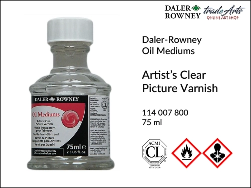 Artist's Clear Picture Varnish Daler-Rowney 75 ml, werniks końcowy do farb olejnych i akrylowych Daler-Rowney, Picture Varnish Daler-Rowney werniks końcowy uniwersalny 75 ml, werniks końcowy, werniksy, Daler-Rowney,