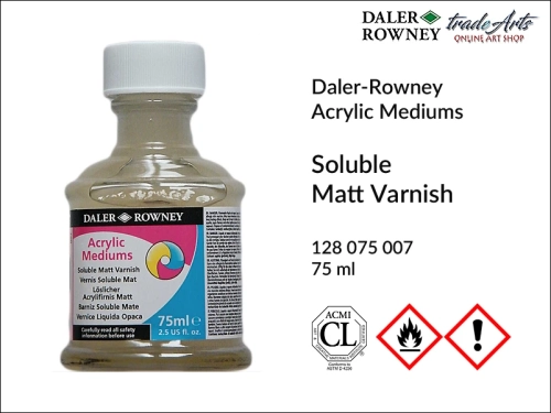 Soluble Matt Varnish Daler-Rowney 75 ml, werniks matowy usuwalny do farb akrylowych Daler-Rowney, Daler-Rowney werniks matowy usuwalny do akryli, werniks matowy do farb akrylowych Daler-Rowney,  werniksy, akryle,