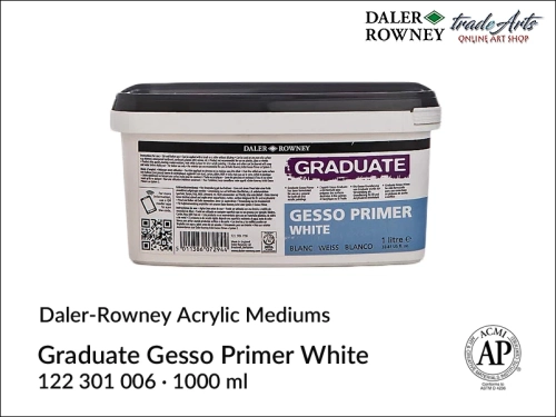 Gesso White Primer Graduate 1000 ml, gesso białe akrylowe Graduate Gesso Primer 1000 ml, Daler-Rowney Graduate gesso białe akrylowe 1000 ml, gesso białe akrylowe, podkład akrylowy biały, gesso białe Daler-Rowney,