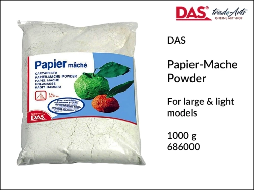 DAS Papier-Mache Powder 1000 g, DAS Papier-Mache masa celulozowa do modelowania,  DAS Papier-Mache masa drzewna 1000 g, papier-mache, masa papier-mache, masa papierowa, DAS masa drzewna,  modelowanie, papier,