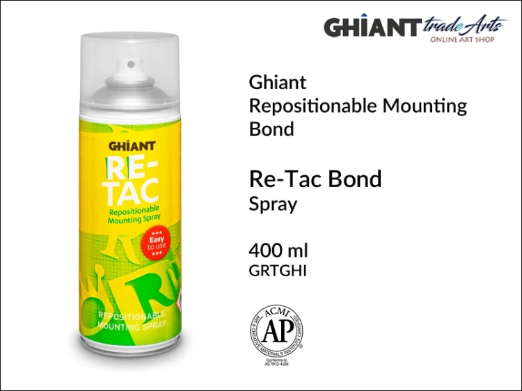 Ghiant Repositionable Re-Tac Bond Spray 400 ml, klej montażowy usuwalny w aerozolu Ghiant Re-Tac 400 ml, Ghiant Re-Tac klej montażowy usuwalny w aerozolu, klej montażowy usuwalny Ghiant, kleje montażowe, klej usuwalny, kleje, Ghiant Re-Tac,
