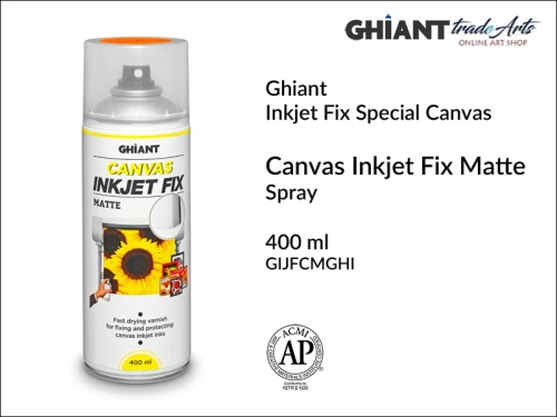 Ghiant Ink-Jet Fix Canvas Matt Spray 400 ml protect inkjet inks, werniks matowy Ghiant  Inkjet Fix Canvas Matt Spray, Ghiant Inkjet Fix Canvas Matt Spray werniks matowy do wydruków na tkaninach, canvas, druk, ochrona, werniks, drukarka, Ghiant,