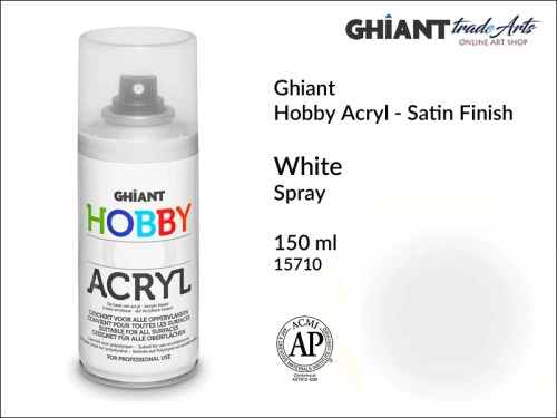 Ghiantt Hobby Acryl Spray 150 ml - White 15710, farba akrylowa w sprayu White 15710 Ghiant Hobby Acryl, Ghiant Hobby Acryl farba akrylowa w sprayu White 15710, farby akrylowe w sprayu, farby akrylowe w aerozolu, farby akrylowe ,Ghiant,