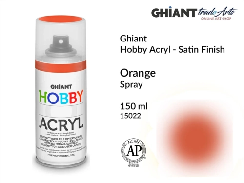 Ghiant Hobby Acryl Spray 150 ml - Orange 15022, farba akrylowa w sprayu Orange 15022 Ghiant Hobby Acryl, Ghiant Hobby Acryl farba akrylowa w sprayu Orange 15022, farby akrylowe w sprayu, farby akrylowe w aerozolu, farby akrylowe, Ghiant,