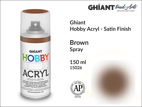 Ghiant Hobby Acryl Spray 150 ml - Brown 15026, farba akrylowa w sprayu Brown 15026 Ghiant Hobby Acryl, Ghiant Hobby Acryl farba akrylowa w sprayu Brpwn 15026, farby akrylowe w sprayu, farby akrylowe w aerozolu, farby akrylowe, Ghiant,