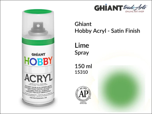Ghiant Hobby Acryl Spray 150 ml - Lime 15310, farba akrylowa w sprayu Lime 15310 Ghiant Hobby Acryl, Ghiant Hobby Acryl farba akrylowa w sprayu Lime 15310, farby akrylowe w sprayu, farby akrylowe w aerozolu, farby akrylowe, Ghiant,