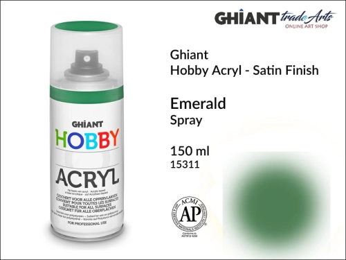 Ghiant Hobby Acryl Spray 150 ml - Emerald 15311, farba akrylowa w sprayu Emerald 15311 Ghiant Hobby Acryl, Ghiant Hobby Acryl farba akrylowa w sprayu Emerald 15311, farby akrylowe w sprayu, farby akrylowe w aerozolu, farby akrylowe, Ghiant,