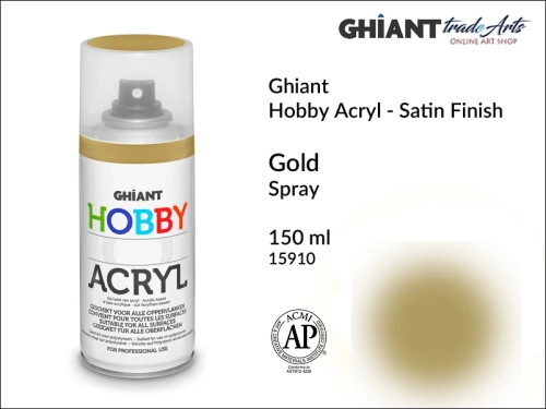 Ghiant Hobby Acryl Spray 150 ml - Gold 15910, farba akrylowa w sprayu Gold 15910 Ghiant Hobby Acryl, Ghiant Hobby Acryl farba akrylowa w sprayu Gold 15910, farby akrylowe w sprayu, farby akrylowe w aerozolu, farby akrylowe, Ghiant,