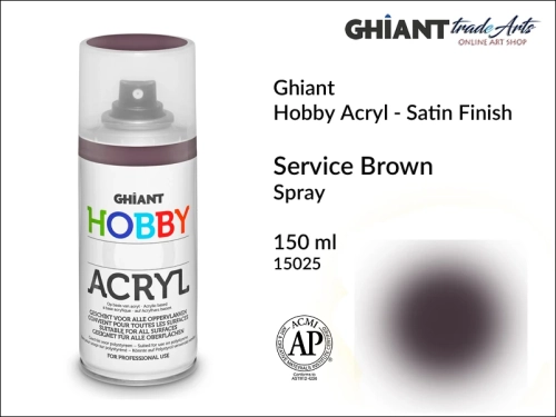 Ghiant Hobby Acryl Spray 150 ml - Service Brown 15025, farba akrylowa w sprayu Servive Brown 15025 Ghiant Hobby Acryl, Ghiant Hobby Acryl farba akrylowa w sprayu Service Brown 15025, farby akrylowe w sprayu, farby akrylowe w aerozolu, farby akrylowe,