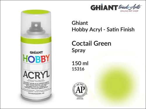 Ghiant Hobby Acryl Spray 150 ml - Coctail Green 15316, farba akrylowa w sprayu Coctail Green 15316 Ghiant Hobby Acryl, Ghiant Hobby Acryl farba akrylowa w sprayu Coctail Green 15316, farby akrylowe w sprayu, farby akrylowe w aerozolu, farby akrylowe,