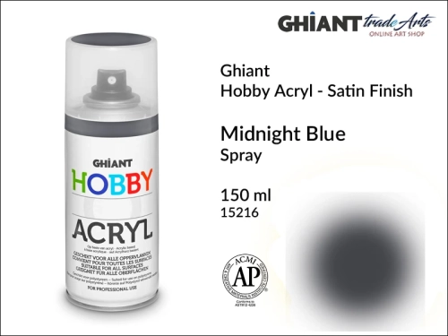Ghiant Hobby Acryl Spray 150 ml - Midnight Blue 15216, farba akrylowa w sprayu Midnight Blue 15216 Ghiant Hobby Acryl, Ghiant Hobby Acryl farba akrylowa w sprayu Midnight Blue, farby akrylowe w sprayu, farby akrylowe w aerozolu, farby akrylowe, Ghiant,