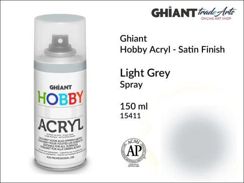 Ghiant Hobby Acryl Spray 150 ml - Light Grey 15411, farba akrylowa w sprayu Light Grey 15411 Ghiant Hobby Acryl, Ghiant Hobby Acryl farba akrylowa w sprayu Light Grey 15411, farby akrylowe w sprayu, farby akrylowe w aerozolu, farby akrylowe, Ghiant,