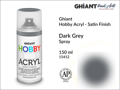 Ghiant Hobby Acryl Spray 150 ml - Dark Grey 15412, farba akrylowa w sprayu Dark Grey 15412 Ghiant Hobby Acryl, Ghiant Hobby Acryl farba akrylowa w sprayu Dark Grey 15412, farby akrylowe w sprayu, farby akrylowe w aerozolu, farby akrylowe, Ghiant,