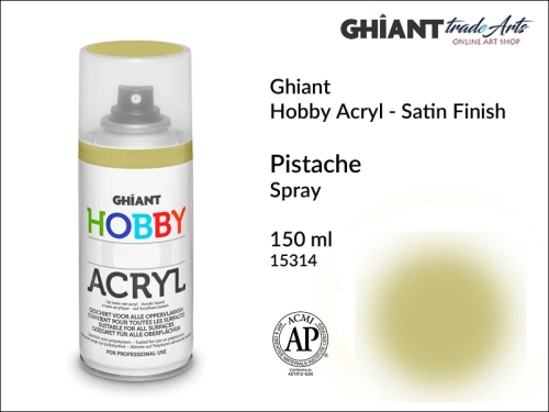 Ghiant Hobby Acryl Spray 150 ml - Pistache 15314, farba akrylowa w sprayu Pistache 15314 Ghiant Hobby Acryl, Ghiant Hobby Acryl farba akrylowa w sprayu Pistache 15314, farby akrylowe w sprayu, farby akrylowe w aerozolu, farby akrylowe, Ghiant,