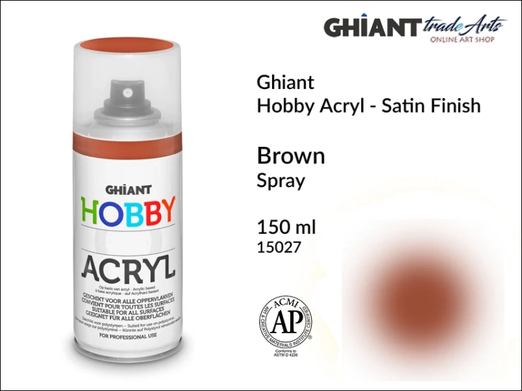 Ghiant Hobby Acryl Spray 150 ml - Brown 15027, farba akrylowa w sprayu Brown 15027 Ghiant Hobby Acryl, Ghiant Hobby Acryl farba akrylowa w sprayu Brown 15027, farby akrylowe w sprayu, farby akrylowe w aerozolu, farby akrylowe, Ghiant,