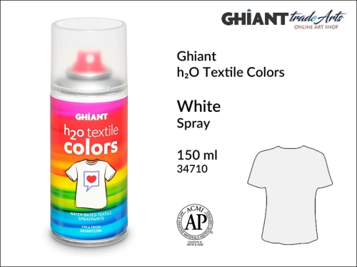 Ghiant h₂O Textile Colors Spray 150 ml - White 34710,  farba do tkanin wodna White 34710 Ghiant Textile Colors Spray, Ghiant Textile Colors farby wodne w sprayu do tkanin, White 34710 Ghiant Textile farba wodna w sprayu, farby do tkanin, Ghiant,