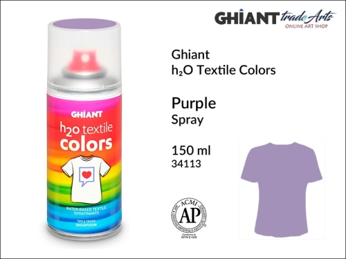 Ghiant h₂O Textile Colors Spray 150 ml - Purple 34113,  farba do tkanin wodna Purple 34113 Ghiant Textile Colors Spray, Ghiant Textile Colors farby wodne w sprayu do tkanin, Purple 34113 Ghiant Textile farba wodna w sprayu, farby do tkanin, Ghiant,