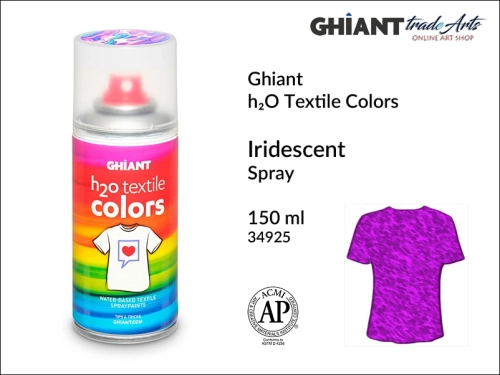 Ghiant h₂O Textile Colors Spray 150 ml - Iridescent 34925,  farba do tkanin wodna Iridescent 34925 Ghiant Textile Colors Spray, Ghiant Textile Colors farby wodne w sprayu do tkanin, Iridescent 34925 Ghiant Textile farba wodna w sprayu, farby do tkanin,