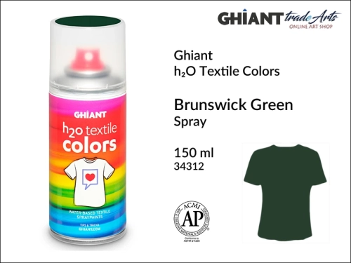 Ghiant h₂O Textile Colors Spray 150 ml - Brunswick Green 34312,  farba do tkanin wodna Brunswick Green Ghiant Textile Colors Spray, Ghiant Textile Colors farby wodne w sprayu do tkanin, Brunswick Green 34312 Ghiant Textile farba wodna w sprayu,