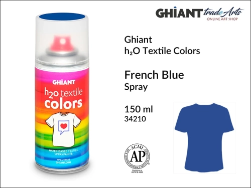 Ghiant h₂O Textile Colors Spray 150 ml - French Blue 34210, farba do tkanin wodna French Blue 34210 Ghiant Textile Colors Spray, Ghiant Textile Colors farby wodne w sprayu do tkanin, French Blue 34210 Ghiant Textile farba wodna w sprayu, farby,,