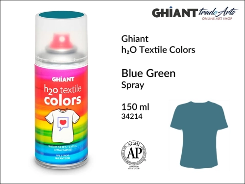 Ghiant h₂O Textile Colors Spray 150 ml - Blue Green 34214, farba do tkanin wodna Blue Green 34214 Ghiant Textile Colors Spray, Ghiant Textile Colors farby wodne w sprayu do tkanin, Blue Green 34214 Ghiant Textile farba wodna w sprayu, farby do tkanin,