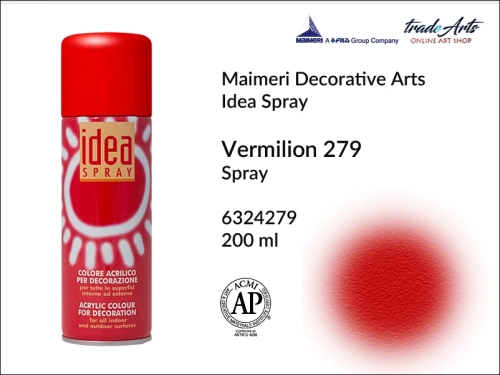Idea Spray Paint for Decoration - Vermilion 279, farba akrylowa w sprayu Vermilion 279 Idea Spray, Idea Spray farba akrylowa Vermilion 279 w sprayu, farba akrylowa w sprayu, farby w aerozolu, Maimeri Idea Spray,