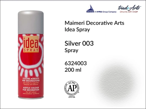Idea Spray Paint for Decoration - Silver 003, farba akrylowa w sprayu Silver 003 Idea Spray, Idea Spray farba akrylowa Silver 003 w sprayu, farba akrylowa w sprayu, farby w aerozolu, Maimeri Idea Spray,
