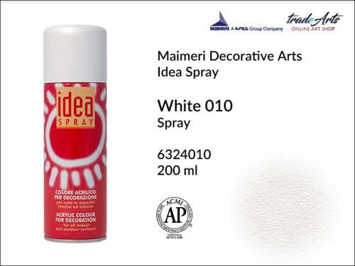 Idea Spray Paint for Decoration - White 010, farba akrylowa w sprayu White 010 Idea Spray, Idea Spray farba akrylowa White 010 w sprayu, farba akrylowa w sprayu, farby w aerozolu, Maimeri Idea Spray,