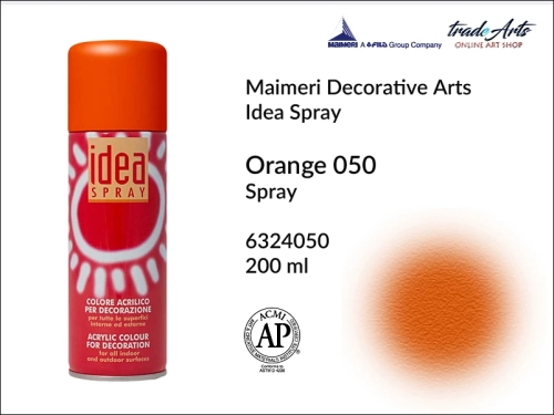 Idea Spray Paint for Decoration - Orange 050, farba akrylowa w sprayu Orange 050 Idea Spray, Idea Spray farba akrylowa Orange 050 w sprayu, farba akrylowa w sprayu, farby w aerozolu, Maimeri Idea Spray,