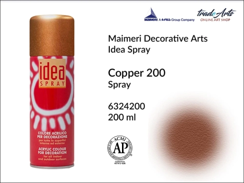 Idea Spray Paint for Decoration - Copper 200, farba akrylowa w sprayu Copper 200 Idea Spray, Idea Spray farba akrylowa Copper 200 w sprayu, farba akrylowa w sprayu, farby w aerozolu, Maimeri Idea Spray,