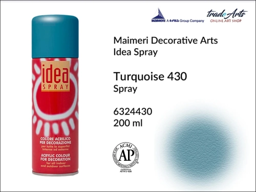 Idea Spray Paint for Decoration - Turquoise 430, farba akrylowa w sprayu Turquoise 430 Idea Spray, Idea Spray farba akrylowa Turquoise 430 w sprayu, farba akrylowa w sprayu, farby w aerozolu, Maimeri Idea Spray,