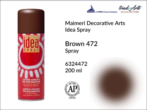 Idea Spray Paint for Decoration - Brown 472, farba akrylowa w sprayu Brown 472 Idea Spray, Idea Spray farba akrylowa Brown 472 w sprayu, farba akrylowa w sprayu, farby w aerozolu, Maimeri Idea Spray,