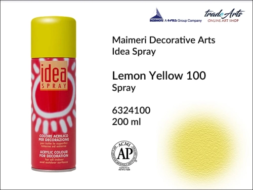 Idea Spray Paint for Decoration - Lemon Yellow 100, farba akrylowa w sprayu Lemon Yellow 100 Idea Spray, Idea Spray farba akrylowa Lemon Yellow 100 w sprayu, farba akrylowa w sprayu, farby w aerozolu, Maimeri Idea Spray,