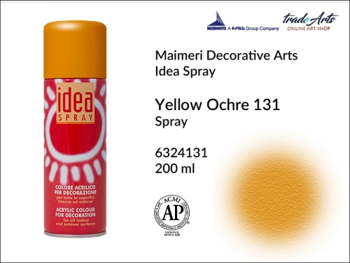 Idea Spray Paint for Decoration - Yellow Ochre 131, farba akrylowa w sprayu Yellow Ochre 131 Idea Spray, Idea Spray farba akrylowa Yellow Ochre 131 w sprayu, farba akrylowa w sprayu, farby w aerozolu, Maimeri Idea Spray,