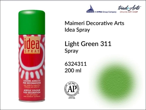 Idea Spray Paint for Decoration - Light Green 311, farba akrylowa w sprayu Light Green 311 Idea Spray, Idea Spray farba akrylowa Light Green 311 w sprayu, farba akrylowa w sprayu, farby w aerozolu, Maimeri Idea Spray,