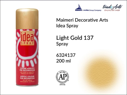 Idea Spray Paint for Decoration - Light Gold 137, farba akrylowa w sprayu Light Gold 137 Idea Spray, Idea Spray farba akrylowa Light Gold 137 w sprayu, farba akrylowa w sprayu, farby w aerozolu, Maimeri Idea Spray,