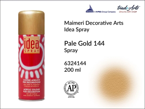 Idea Spray Paint for Decoration - Pale Gold 144, farba akrylowa w sprayu Pale Gold 144 Idea Spray, Idea Spray farba akrylowa Pale Gold 144 w sprayu, farba akrylowa w sprayu, farby w aerozolu, Maimeri Idea Spray,