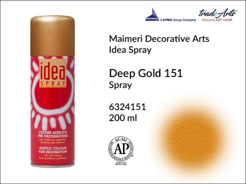 Idea Spray Paint for Decoration - Deep Gold 151, farba akrylowa w sprayu Deep Gold 151 Idea Spray, Idea Spray farba akrylowa Deep Gold 151 w sprayu, farba akrylowa w sprayu, farby w aerozolu, Maimeri Idea Spray,