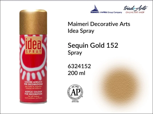 Idea Spray Paint for Decoration - Sequin Gold 152, farba akrylowa w sprayu Sequin Gold 152 Idea Spray, Idea Spray farba akrylowa Sequin Gold 152 w sprayu, farba akrylowa w sprayu, farby w aerozolu, Maimeri Idea Spray,