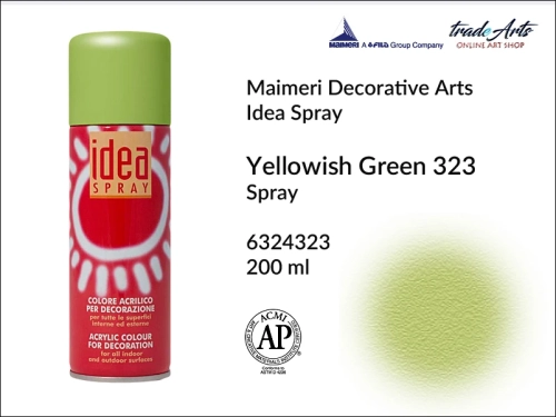 Idea Spray Paint for Decoration - Yellowish Green 323, farba akrylowa w sprayu Yellowish Green 323 Idea Spray, Idea Spray farba akrylowa Yellowish Green 323 w sprayu, farba akrylowa w sprayu, farby w aerozolu, Maimeri Idea Spray,