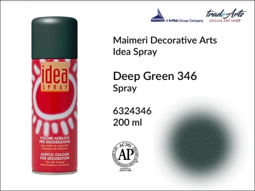 Idea Spray Paint for Decoration - Deep Green 346, farba akrylowa w sprayu Deep Green 346 Idea Spray, Idea Spray farba akrylowa Deep Green 346 w sprayu, farba akrylowa w sprayu, farby w aerozolu, Maimeri Idea Spray,