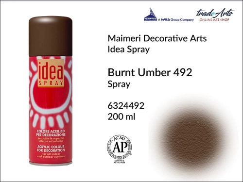 Idea Spray Paint for Decoration - Burnt Umber 492, farba akrylowa w sprayu Burnt Umber 492 Idea Spray, Idea Spray farba akrylowa Burnt Umber 492 w sprayu, farba akrylowa w sprayu, farby w aerozolu, Maimeri Idea Spray,
